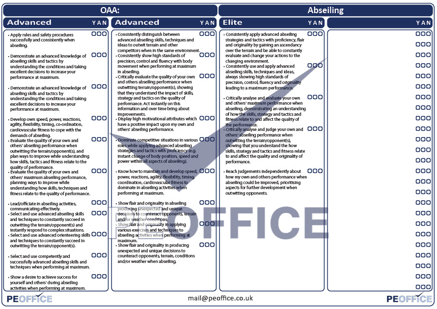 OAA Abseiling Assessment Sheet