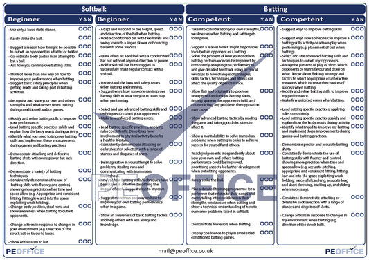 Softball Batting Assessment Sheet