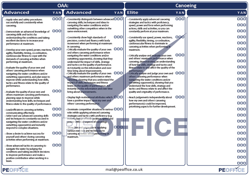 OAA Canoeing Assessment Sheet