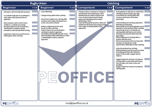 Rugby Union Catching Assessment Sheet