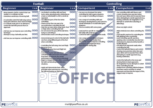 Football Controlling Ball Assessment Sheet