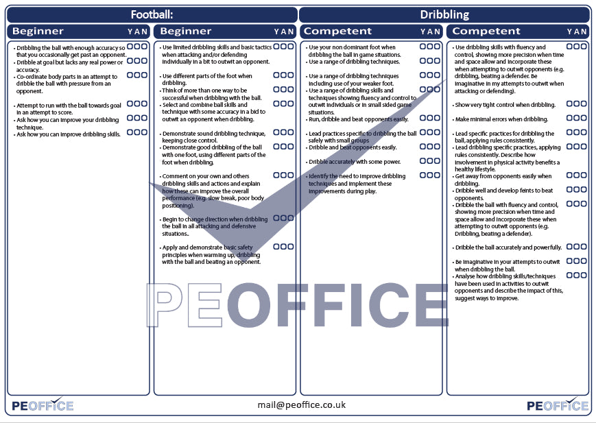 Football Dribbling Assessment Sheet