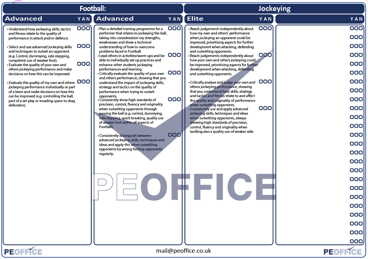 Football Jockeying Assessment Sheet