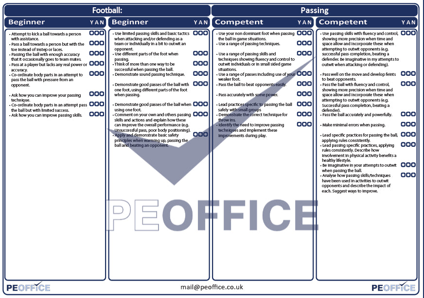 Football Passing Assessment Sheet