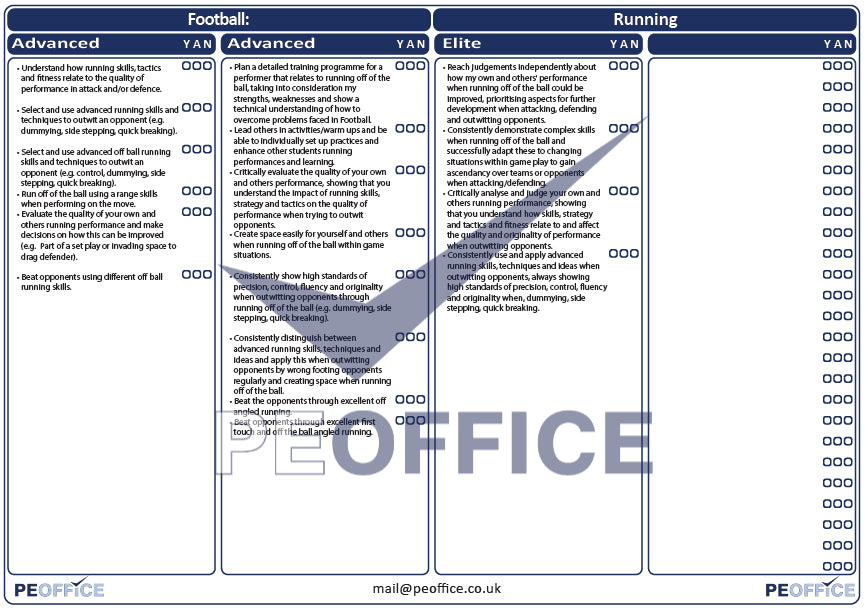 Football Running Assessment Sheet