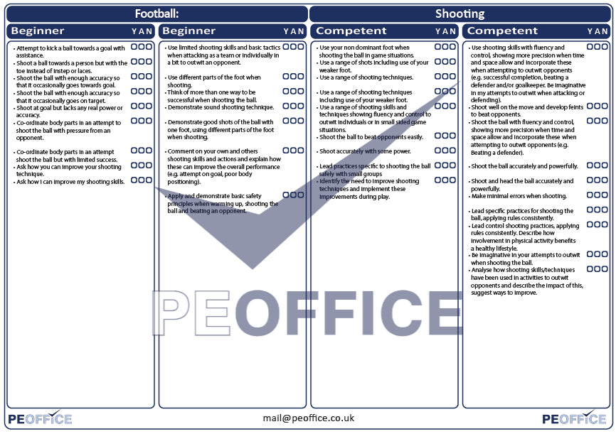 Football Shooting Assessment Sheet