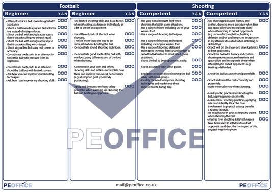 Football Shooting Assessment Sheet