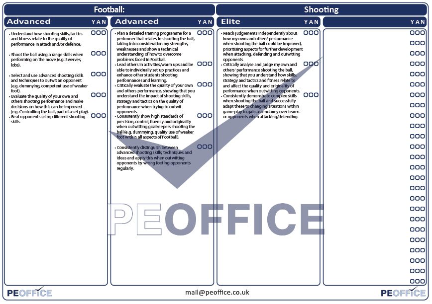 Football Shooting Assessment Sheet