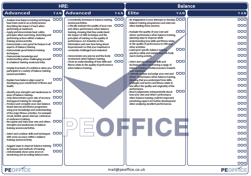 HRE Balance Assessment Sheet