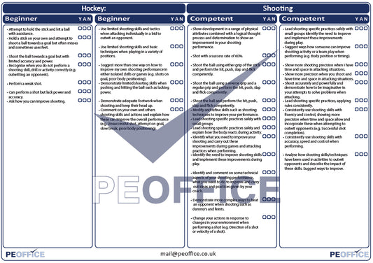 Hockey Shooting Assessment Sheet