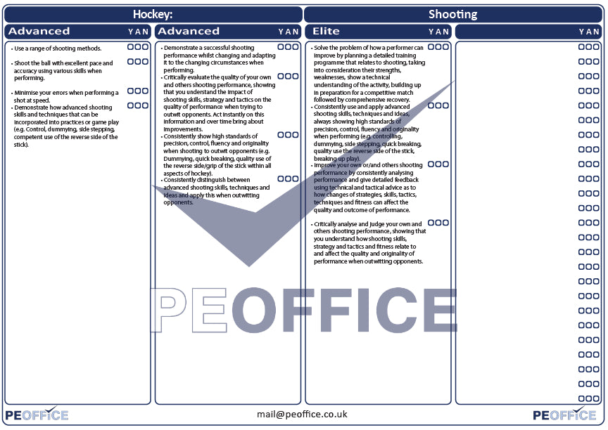 Hockey Shooting Assessment Sheet