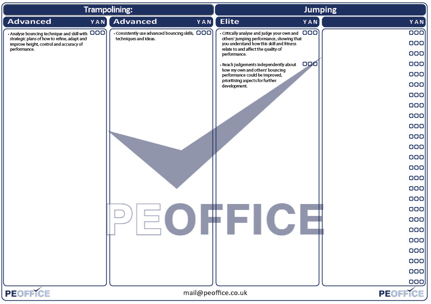 Trampoline Jumping Assessment Sheet