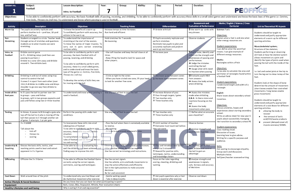 KS3 Football Lesson Plans