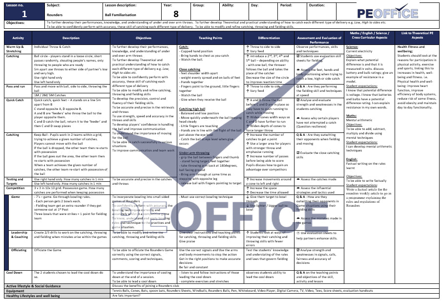 KS3 Rounders Lesson Plans