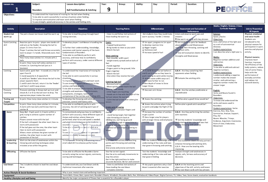 KS3 Rounders Lesson Plans
