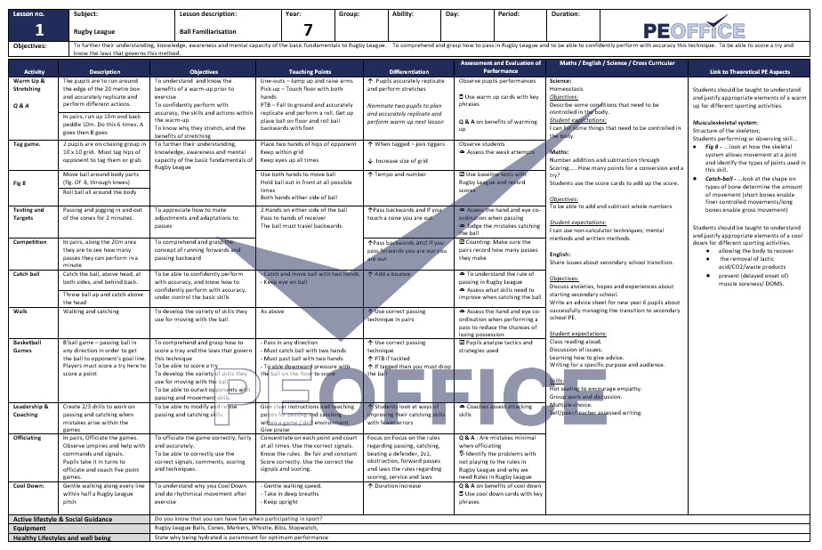 KS3 Rugby League Lesson Plans