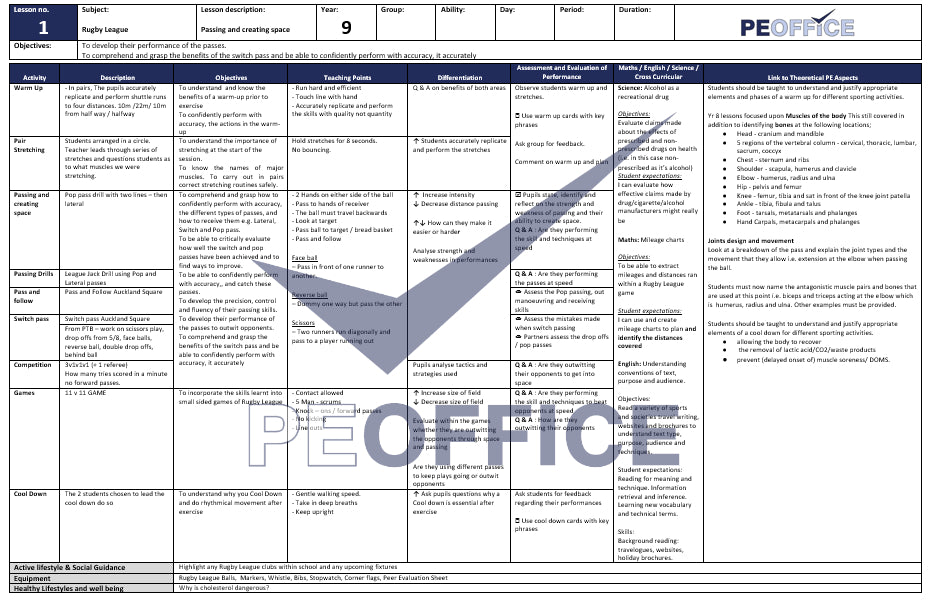 KS3 Rugby League Lesson Plans