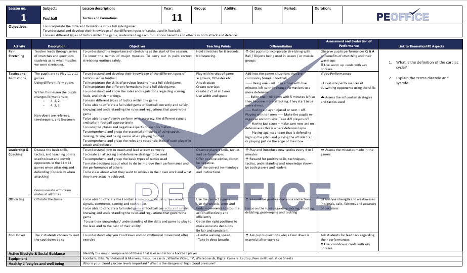 KS4 Football Lesson Plans