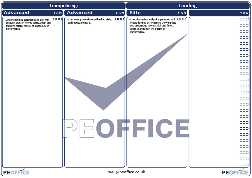 Trampoline Landings Assessment Sheet