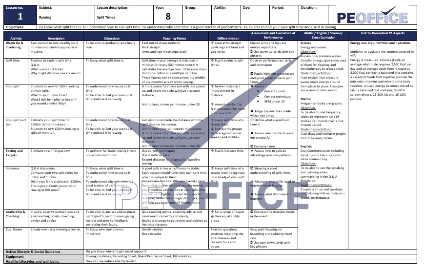 Rowing lesson Plans