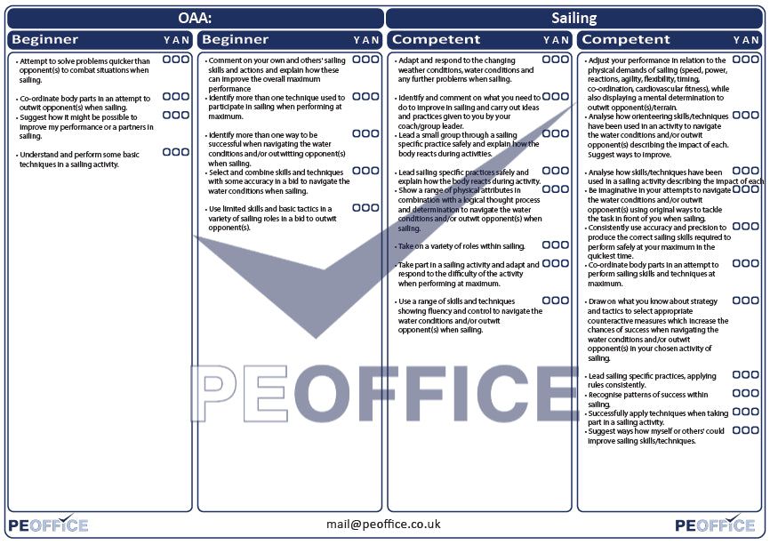 OAA Sailing Assessment Sheet