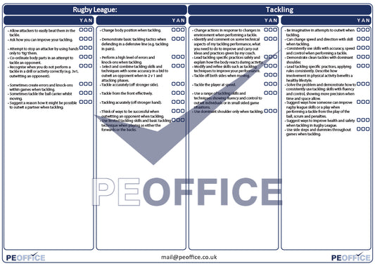 Rugby League Tackling Assessment Sheet