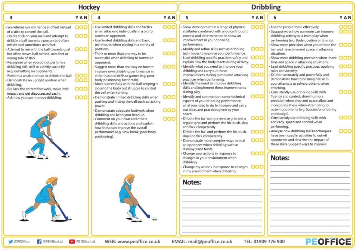 Hockey - Evaluation Sheet - Dribbling
